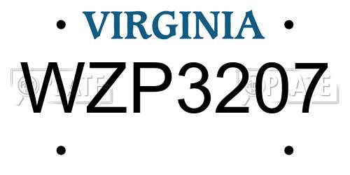 WZP3207 Virginia License Plate