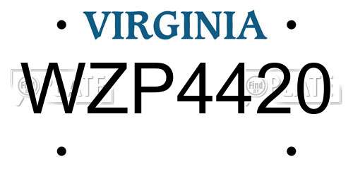 WZP4420 Virginia License Plate