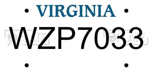 WZP7033 Virginia License Plate