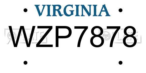 WZP7878 Virginia License Plate