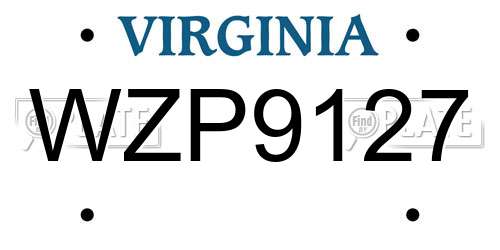 WZP9127 Virginia License Plate