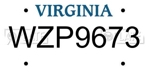 WZP9673 Virginia License Plate