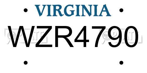 WZR4790 Virginia License Plate
