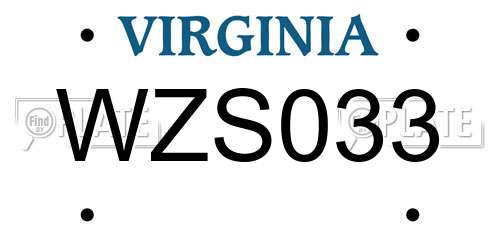 WZS033 Virginia License Plate