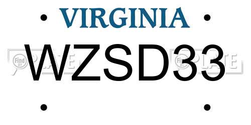 WZSD33 Virginia License Plate