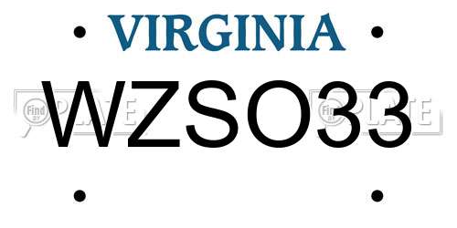 WZSO33 Virginia License Plate