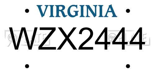 WZX2444 Virginia License Plate