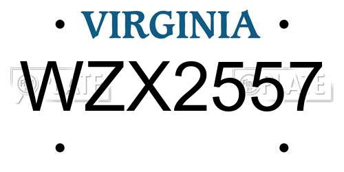 WZX2557 Virginia License Plate