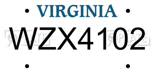 WZX4102 Virginia License Plate