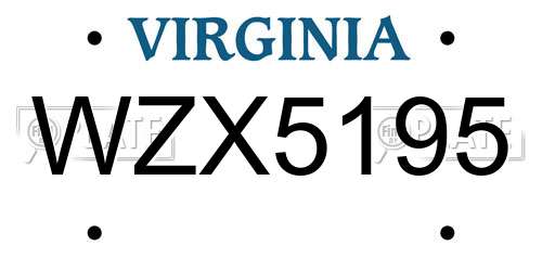 WZX5195 Virginia License Plate