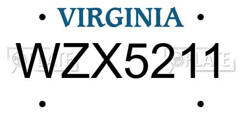 WZX5211 Virginia License Plate