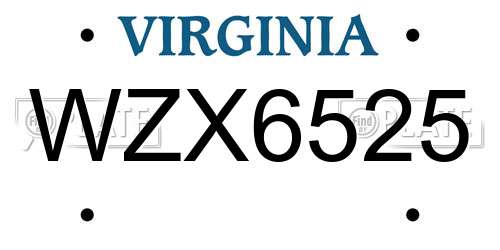 WZX6525 Virginia License Plate