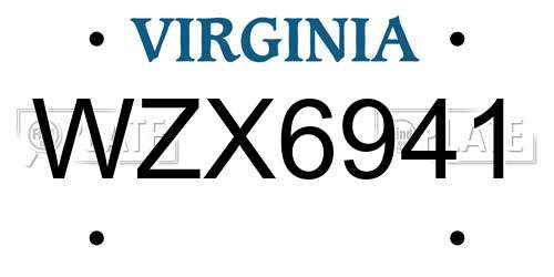 WZX6941 Virginia License Plate