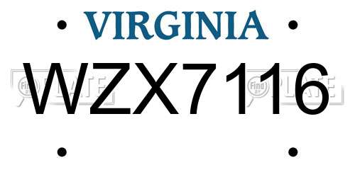 WZX7116 Virginia License Plate
