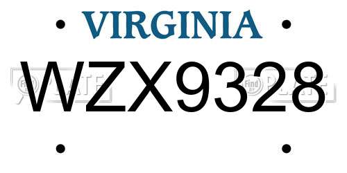 WZX9328 Virginia License Plate