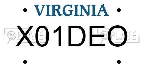 X01DEO Virginia License Plate