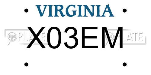 X03EM Virginia License Plate