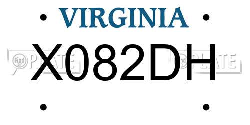 X082DH Virginia License Plate