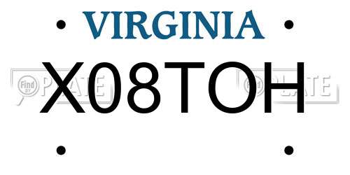 X08TOH Virginia License Plate
