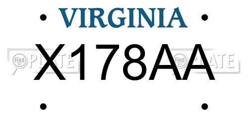 X178AA Virginia License Plate