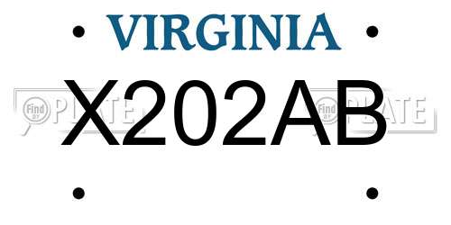 X202AB Virginia License Plate