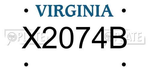 X2074B Virginia License Plate