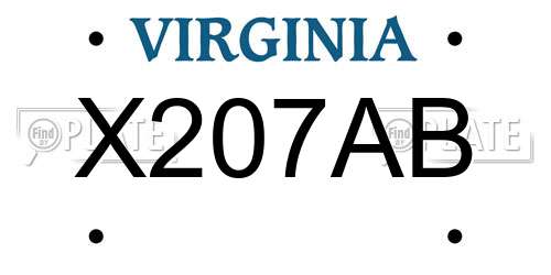 X207AB Virginia License Plate