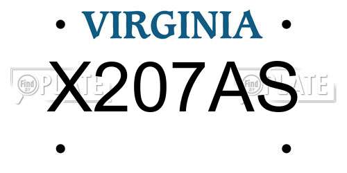 X207AS Virginia License Plate
