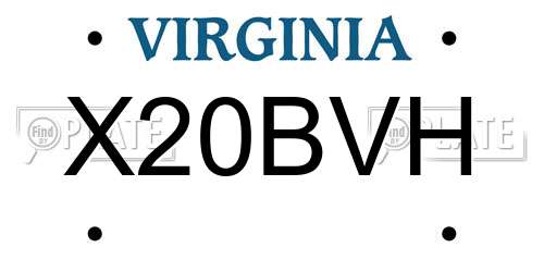 X20BVH Virginia License Plate