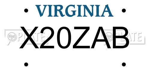 X20ZAB Virginia License Plate