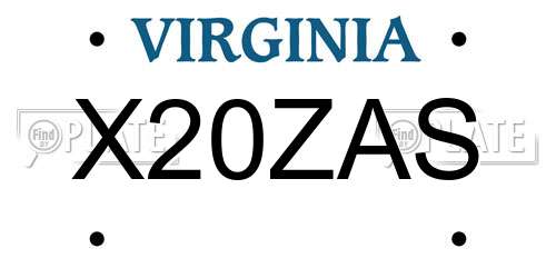 X20ZAS Virginia License Plate