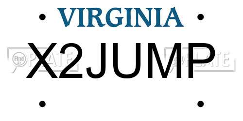 X2JUMP Virginia License Plate