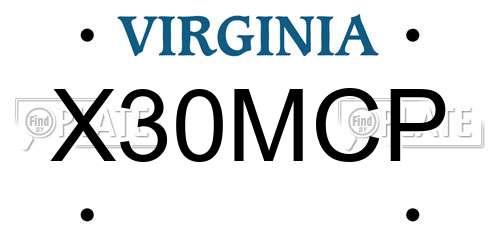 X30MCP Virginia License Plate
