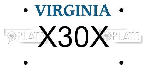 X30X Virginia License Plate