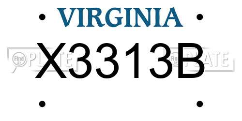 X3313B Virginia License Plate