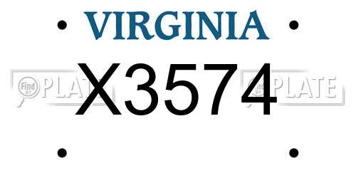 X3574 Virginia License Plate
