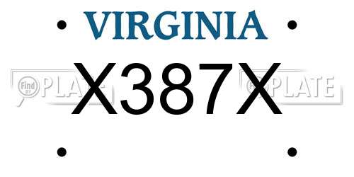 X387X Virginia License Plate