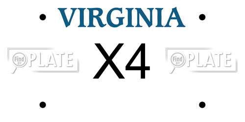 X4 Virginia License Plate