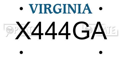 X444GA Virginia License Plate