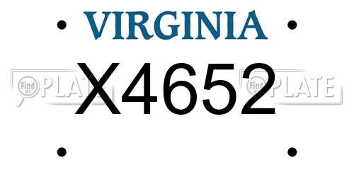 X4652 Virginia License Plate