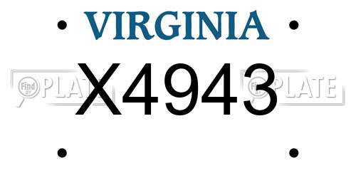 X4943 Virginia License Plate