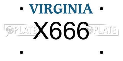 X666 Virginia License Plate