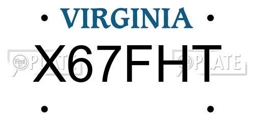 X67FHT Virginia License Plate