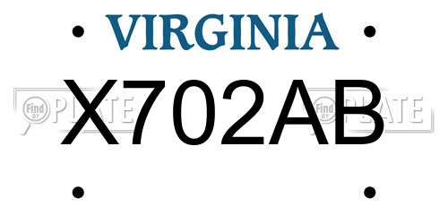 X702AB Virginia License Plate
