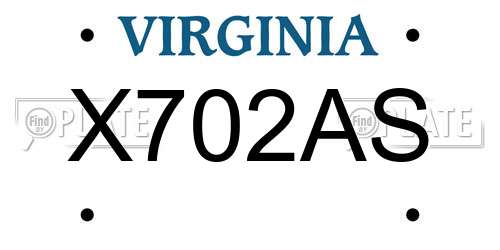 X702AS Virginia License Plate