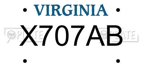 X707AB Virginia License Plate