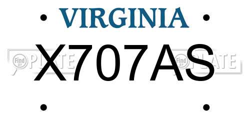 X707AS Virginia License Plate