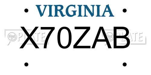 X70ZAB Virginia License Plate