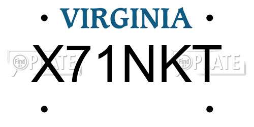 X71NKT Virginia License Plate