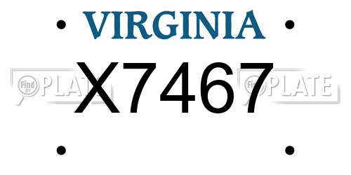 X7467 Virginia License Plate
